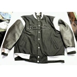 New Era Varsity Jacket Spell Out Letterman Coat Men's L Back